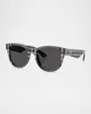 Burberry 0be4432u Check Round Sunglasses In Dark Green