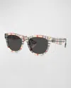 Burberry 0be4432u Check Round Sunglasses In Rbbr Gnmtl