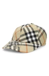 Burberry Beige Baseball Cap With Check Motif And Ekd Embroidery In Wool And Silk Man In Light Sage Ip Check