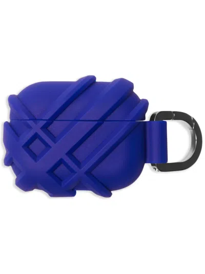 Burberry Check Airpods Case In Blue