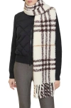 Burberry Check Alpaca & Wool Blend Bouclé Fringe Scarf In Neutral