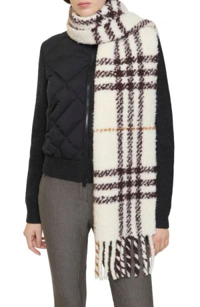 Burberry Check Alpaca & Wool Blend Bouclé Fringe Scarf In Neutral