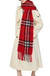 Burberry Check Alpaca Wool Blend Bouclé Scarf In Red