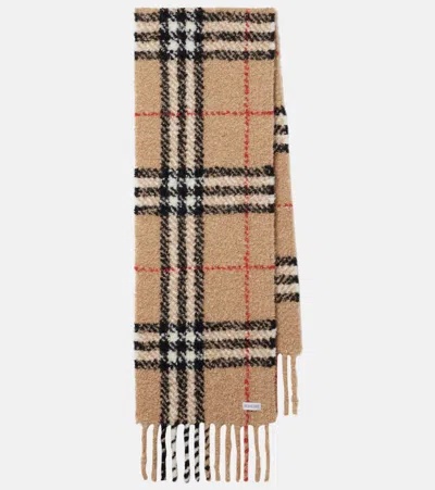 Burberry Check Alpaca And Wool-blend Scarf In Sand