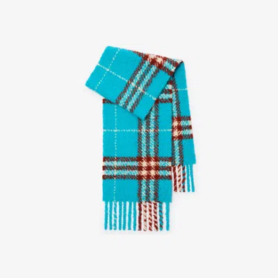 Burberry Check Alpaca Wool Blend Bouclé Scarf In Blue