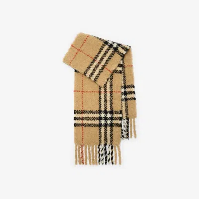 Burberry Check Alpaca Wool Blend Bouclé Scarf In Brown