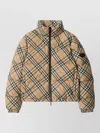 Burberry Check Ambleside High Collar Puffer Coat In Neutral