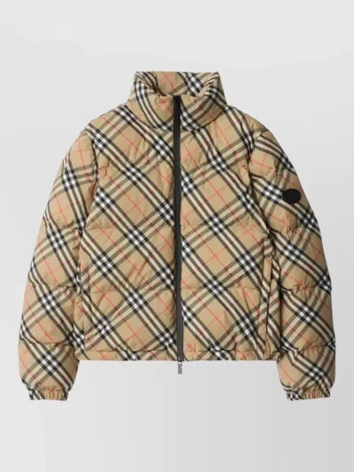BURBERRY CHECK AMBLESIDE HIGH COLLAR PUFFER COAT