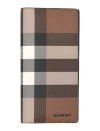 BURBERRY BURBERRY CHECK AND LEATHER CONTINENTAL WALLET