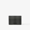 Burberry Check And Leather Folding Card Case In Charcoal