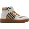 Burberry Check And Leather High-top Sneakers In Multi