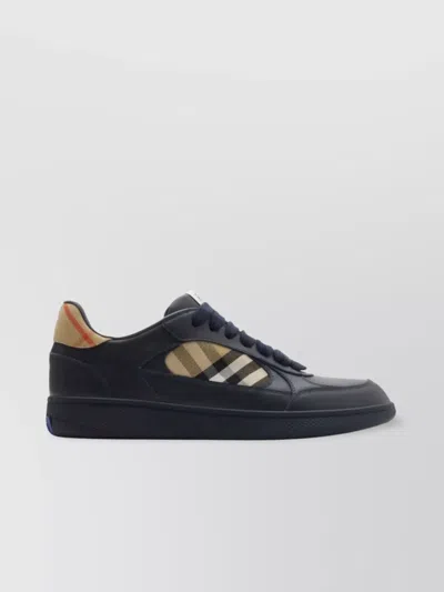 BURBERRY CHECK AND LEATHER LOW-TOP SNEAKERS