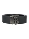 Burberry Check And Leather Reversible Tb Belt In Black