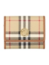 BURBERRY BURBERRY CHECK AND LEATHER SMALL FOLDING WALLET
