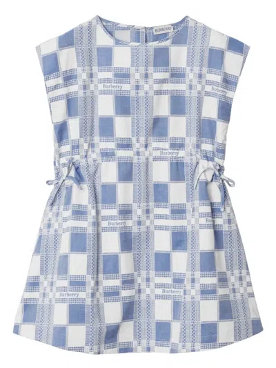 Burberry Kids Trevelle Sleeveless Logo Check Dress In Blue