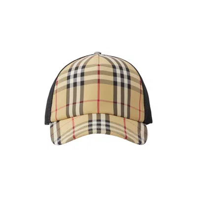 Pre-owned Burberry Check And Mesh Cap 'archive Beige' | Tan | Men's Size S