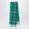 Burberry Wool And Mohair Plaid Scarf With Fringes In Green