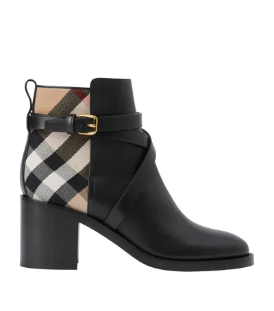Burberry Check Ankle Boots 70 In Black