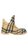 Burberry Beige Printed Rubber Ankle Boots In Grainipcheck
