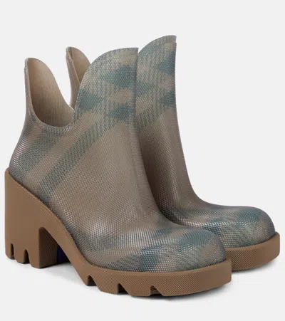 Burberry 65mm Marsh Checked Rubber Boots In Beige