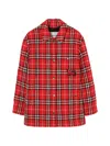 Burberry Check Wool Overshirt In Red
