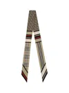 Burberry Triple Check Stripe Tb Silk Ribbon Scarf In Archive Beige