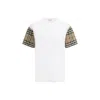 Burberry White T-shirt With Vintage Check Motif On The Sleeves In Cotton Woman