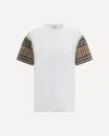 Burberry White T-shirt With Vintage Check Motif On The Sleeves In Cotton Woman