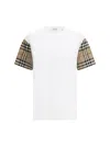 Burberry White T-shirt With Vintage Check Motif On The Sleeves In Cotton Woman In White