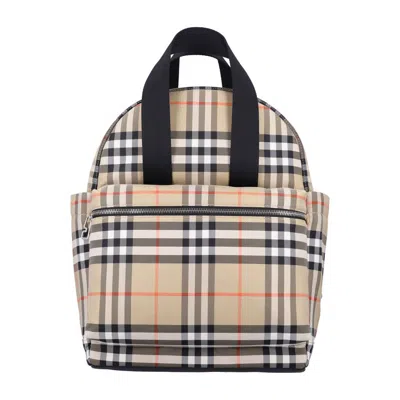 Burberry Check Baby Changing Backpack Sand Ip Polyamide In Multi