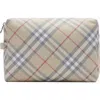 Burberry Check Baby Changing Pouch In Pale Stone