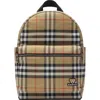 Burberry Kids Beige Check Backpack In Brown