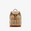 Burberry Printed Canvas Backpack Featuring Adjustable Straps In Archive Beige/briar Brown