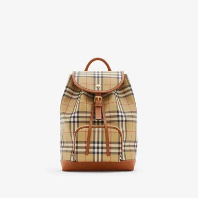 Burberry Check Backpack In Archive Beige/briar Brown