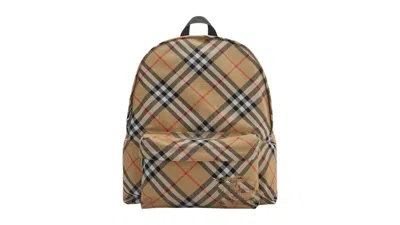 Pre-owned Burberry Check Backpack Backpack In Sand