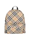 Burberry Check Pattern Backpack With Front Pocket In Beige