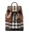 Burberry Check Flap Drawstring Backpack In Brown