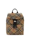 Burberry Check Backpack In Brown