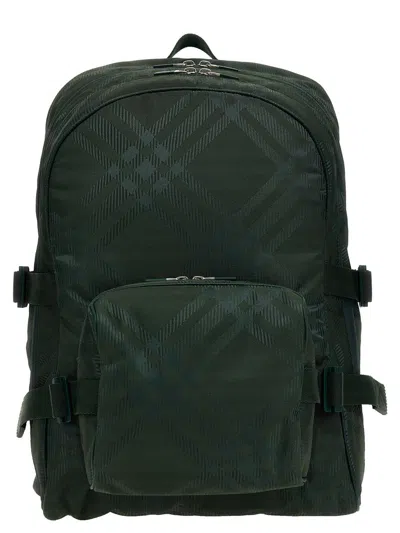 Burberry Check Backpack In Green