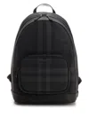 Burberry Check Leather-trimmed Backpack In Grey