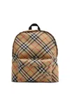 Burberry Backpack Checked Fabric Adjustable Straps In Nude & Neutrals