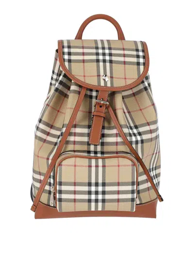 Burberry Check Backpack In Sand