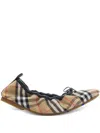 Burberry Women Fawn Ballerinas With Traditional Check Motif In Multi