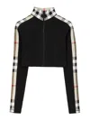 Burberry Cropped Polyamide Blend Top With High Collar In Negro