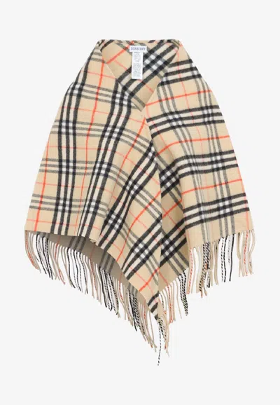 Burberry Check Bandana Scarf In Neutral