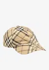 Burberry Check Baseball Cap In Beige