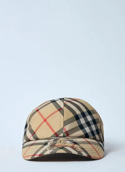 Burberry Check Baseball Cap In Beige