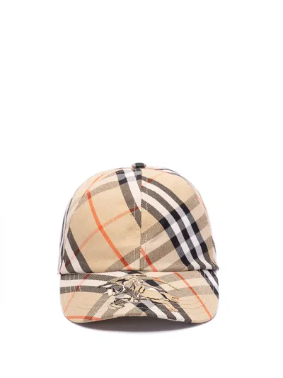 Burberry `check` Baseball Cap In Beige