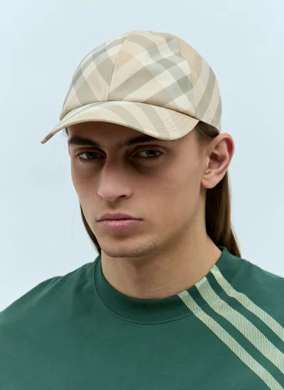 Burberry Check Baseball Cap In Beige