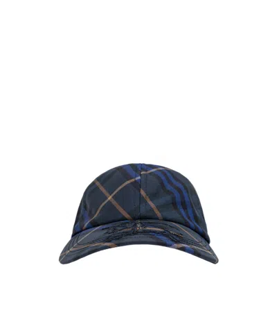 Burberry Check Baseball Cap In Black
